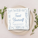 Serviette En Papier Serviettes de Bat mitzvah Floral Bleu Personnalisé<br><div class="desc">Ajoutez un détail amusant à votre bar à cocktails ou à friandises avec ces serviettes à fleurs bleues bleu toile.</div>