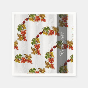 Serviette En Papier Serviettes de blanc de motif de feuille d'automne