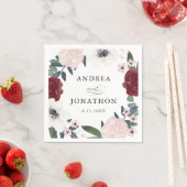 Serviette En Papier Serviettes de boissons romantiques aux fleurs (En situation)