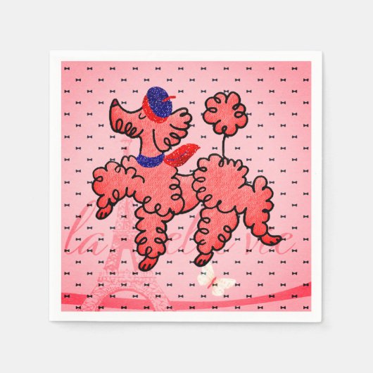 Serviette En Papier Serviettes de caniche rose (Devant)