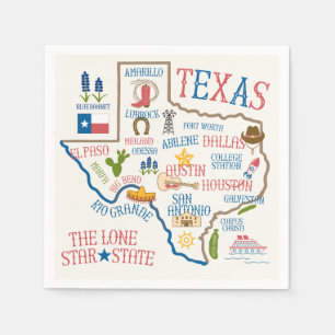 Serviette En Papier Serviettes de carte de points de repère du Texas