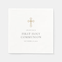 Serviettes de cérémonie religieuse croix dorée élé