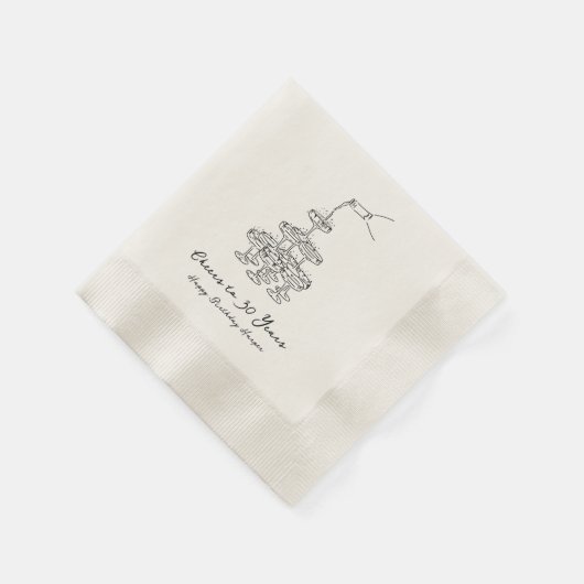 Serviette En Papier Serviettes de Champagne personnalisées 30e anniver (Coin)