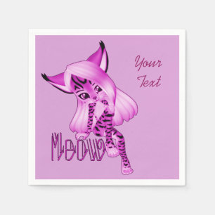 Serviette En Papier Serviettes de chat en tigre de Meow Rose