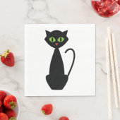 Serviette En Papier Serviettes de chat noir vert (En situation)