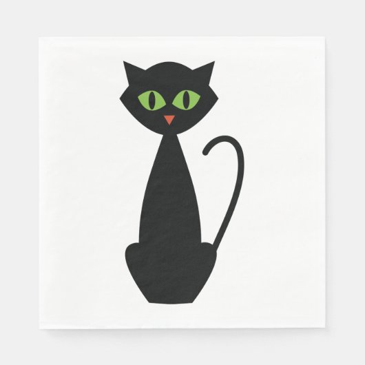Serviette En Papier Serviettes de chat noir vert (Devant)