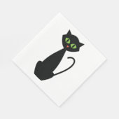 Serviette En Papier Serviettes de chat noir vert (Coin)