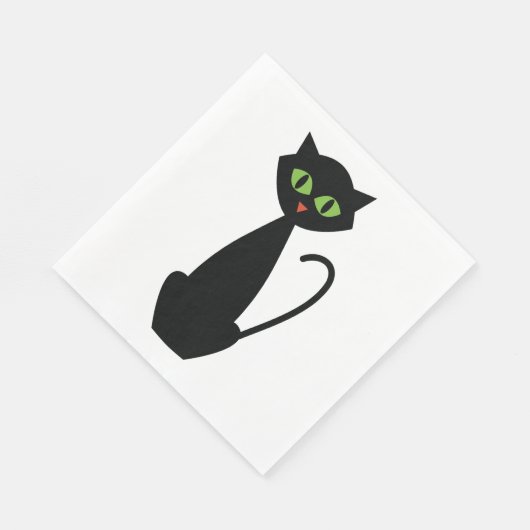 Serviette En Papier Serviettes de chat noir vert (Coin)