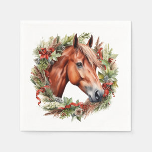 Serviette En Papier Serviettes de Cheval de Noël - Chestnut Horse & Wr
