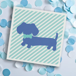Serviette En Papier Serviettes de chien Wiener Dachshund bleu