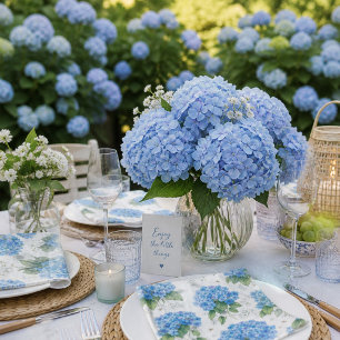 Serviette En Papier Serviettes de cocktail à l'hortensia bleu Élégan