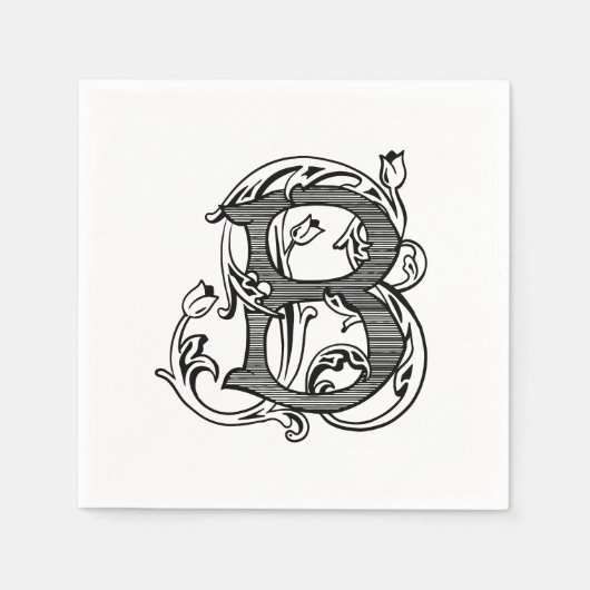 Serviette En Papier Serviettes de cocktail à monogramme 'B' noir (Devant)