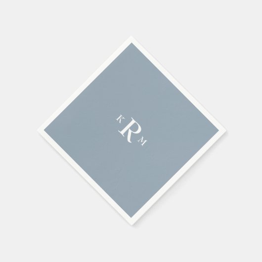 Serviette En Papier Serviettes de cocktail à monogramme bleu poussiére (Coin)