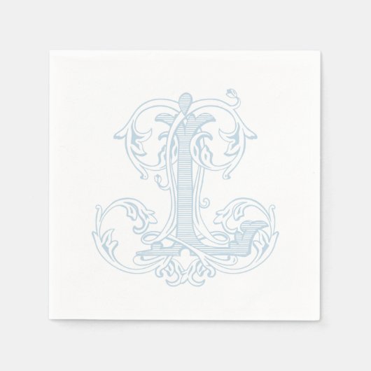 Serviette En Papier Serviettes de cocktail à monogramme "L" bleu clair (Devant)