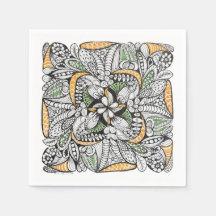 Serviettes de cocktail à motif organique dessiné à