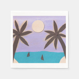 Serviette En Papier Serviettes de cocktail avec une scène d'île de