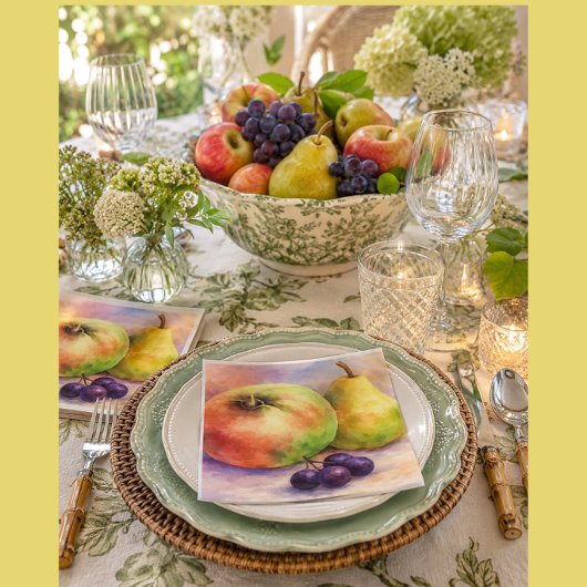 Serviette En Papier Serviettes de cocktail de fruits de ferme rustique
