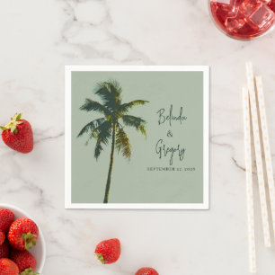 Serviette En Papier Serviettes de cocktail de mariage à la palme tropi