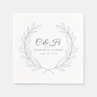 Serviette En Papier Serviettes de cocktail de mariage à monogramme de 