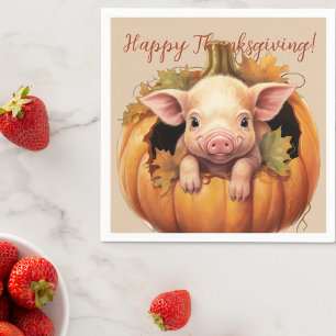 Serviette En Papier Serviettes de cocktail de Thanksgiving Baby Pig &