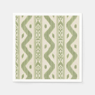 Serviette En Papier Serviettes de cocktail en Ikat vert et crème, rayu