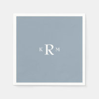 Serviettes de cocktail en monogramme bleu poussiér