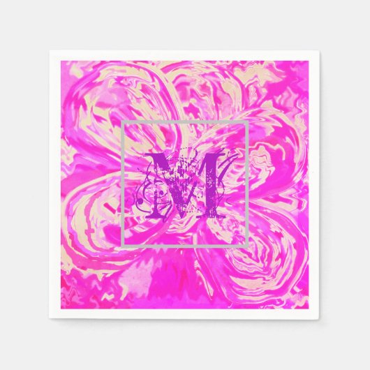 Serviette En Papier Serviettes de cocktail en papier rose fuchsia mono (Devant)