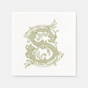 Serviette En Papier Serviettes de cocktail en vert olive avec monogram