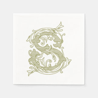 Serviette En Papier Serviettes de cocktail en vert olive avec monogram