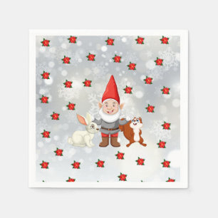 Serviette En Papier serviettes de cocktail gnome de Noël