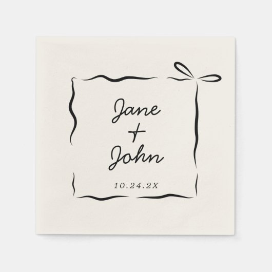 Serviette En Papier Serviettes de cocktail Mariage Bow à main (Devant)