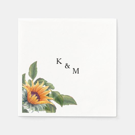 Serviette En Papier Serviettes de cocktail Monogramme de tournesol (Devant)