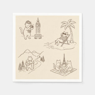 Serviette En Papier Serviettes de cocktail pour chats voyageurs vintag