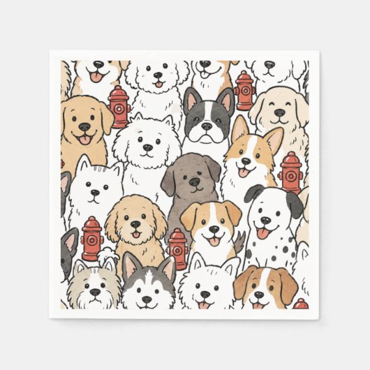 Serviette En Papier Serviettes de cocktail pour chiots (Devant)