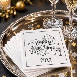 Serviette En Papier Serviettes de cocktail pour le Nouvel An à police