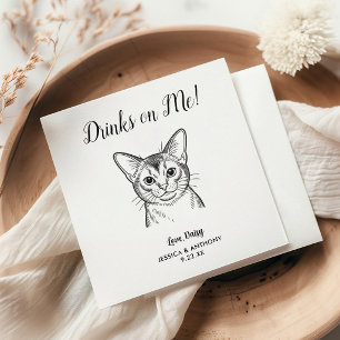 Serviette En Papier Serviettes de cocktail pour mariage de chat modern