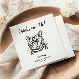 Serviette En Papier Serviettes de cocktail pour mariage de chat modern