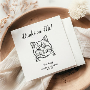 Serviette En Papier Serviettes de cocktail pour mariage de chat modern