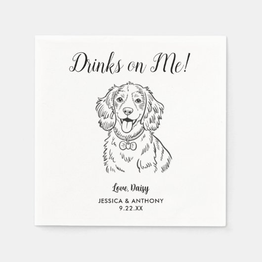 Serviette En Papier Serviettes de cocktail pour mariage de chien moder (Devant)