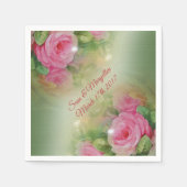 Serviette En Papier Serviettes de cocktails personnalisées roses vinta (Devant)