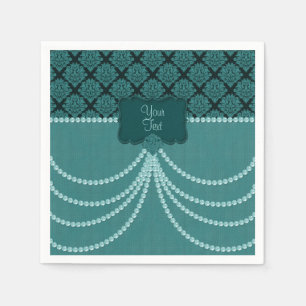 Serviette En Papier Serviettes de cocktails turquoise Pearl Damask-Pap