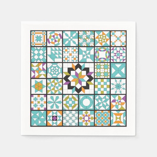 Serviette En Papier Serviettes de courtepointe turquoise moderne (Devant)