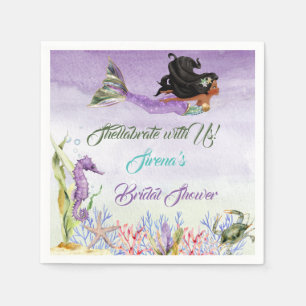 Serviette En Papier Serviettes de crabe d'hippocampe vert mauve de sir