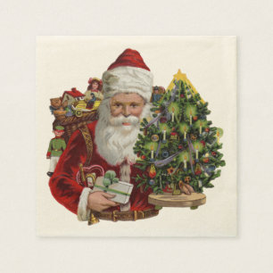 Serviette En Papier Serviettes de dîner vintages du père noël
