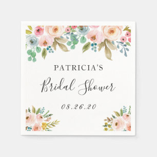 Serviette En Papier Serviettes de douche de mariage florales aquarelle