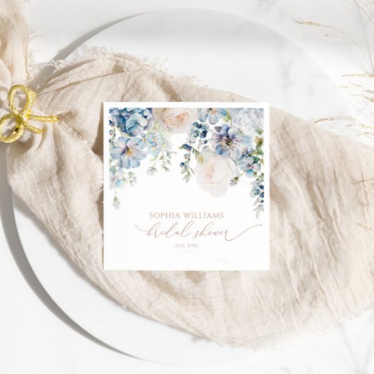 Serviette En Papier Serviettes de douche de mariage Hydrangea Bleu Élé