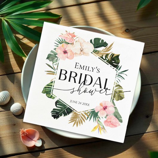 Serviette En Papier Serviettes de douche nuptiale tropicales Hibiscus 