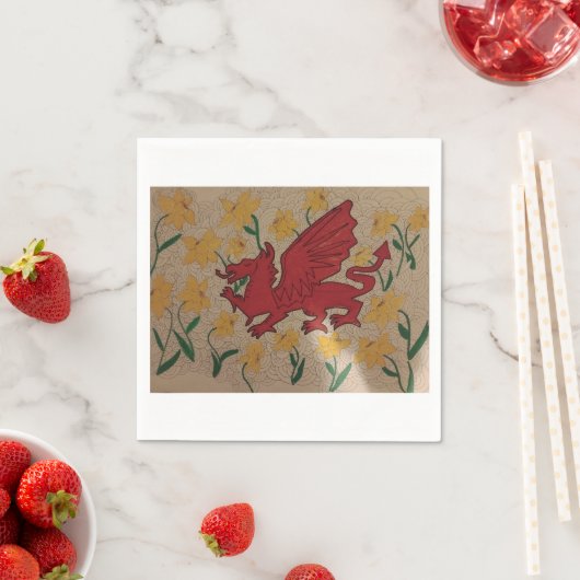 Serviette En Papier Serviettes de dragon rouge (En situation)