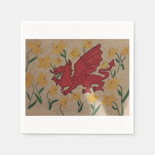 Serviette En Papier Serviettes de dragon rouge (Devant)