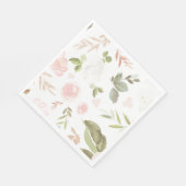 Serviette En Papier Serviettes de fête à fleurs rose fardées avec euca (Coin)